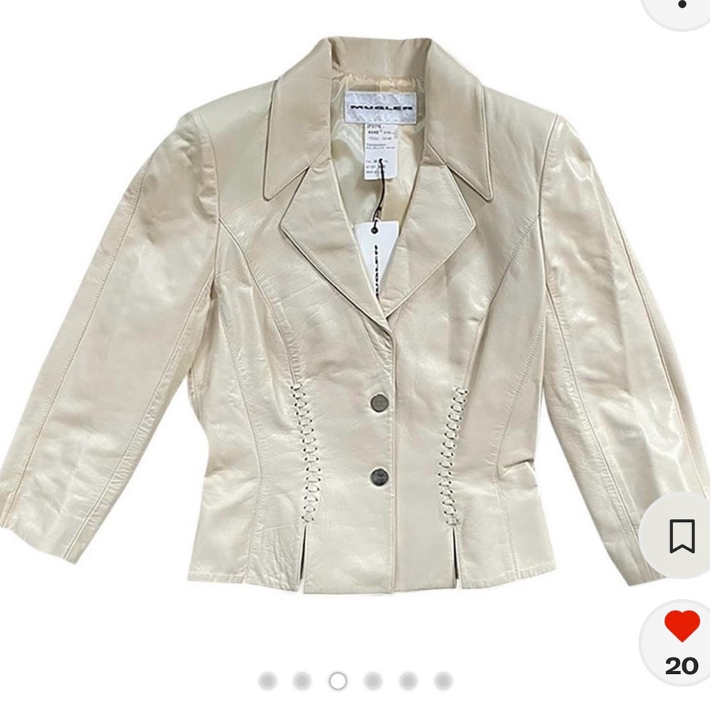 Amazing vintage 90s Thierry mugler lamb skin cream pant suit
